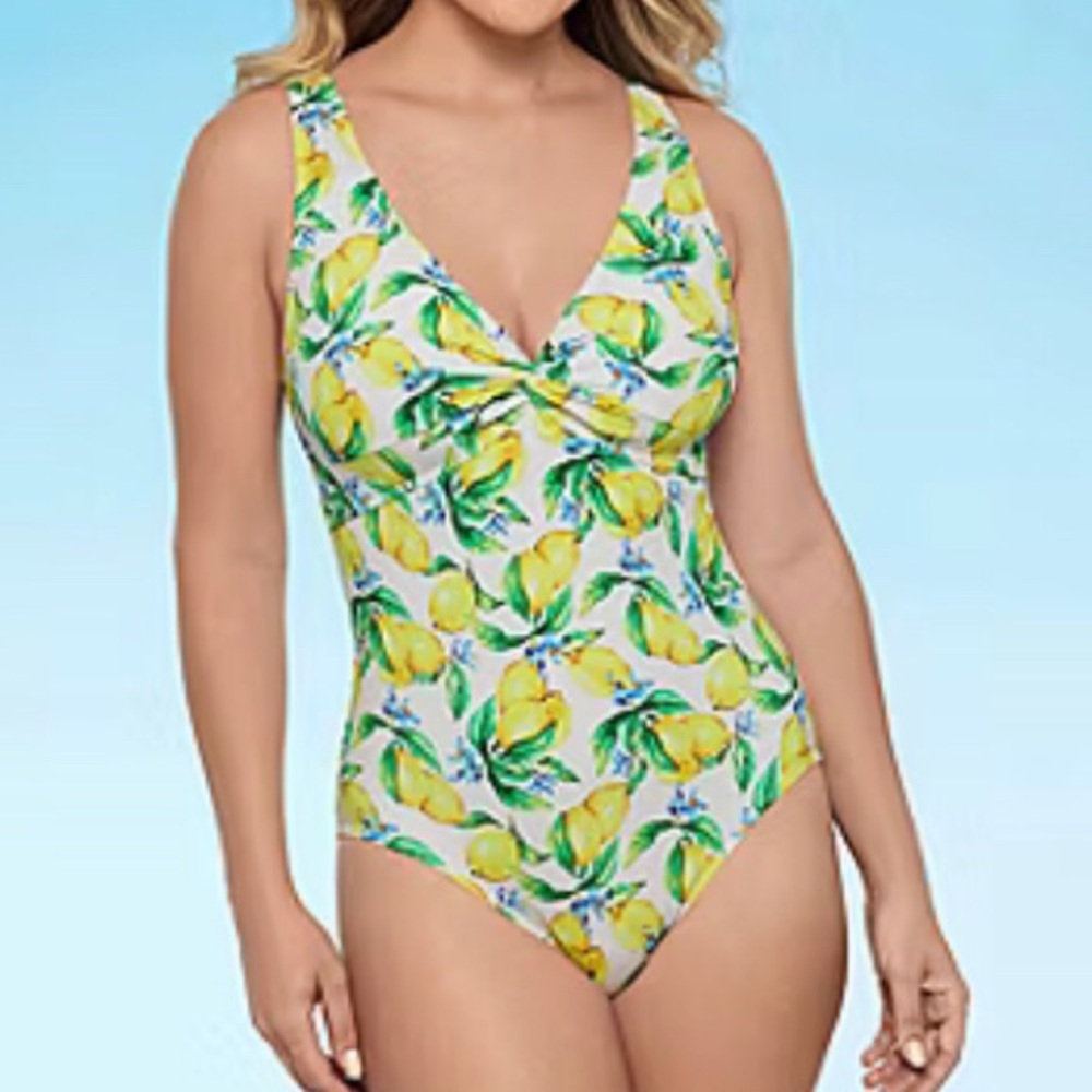 Liz Claiborne Lemon print swimsuit